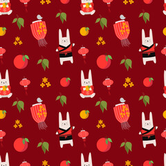 	
Happy Chinese New Year. Year of the rabbit. Animal pattern. Vector ornament pattern. Happy new year design element.	