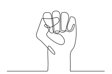 Continuous line drawing raised fist