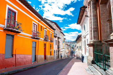 views of quito old town, ecuador - obrazy, fototapety, plakaty