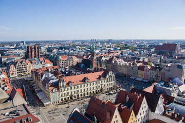 Fototapeta na wymiar Wroclaw, Poland, market square, view of the sights of the city . Colorful cities concept. Travel Europe.