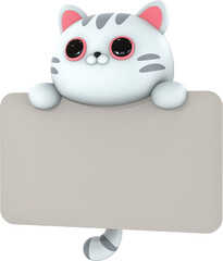 Kawaii cute cat  3d render label template