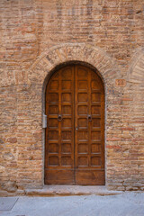beautiful wooden door in medieval town