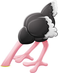 Ostrich Head Buried Cartoon Character