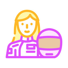 motorcycling female sport color icon vector. motorcycling female sport sign. isolated symbol illustration