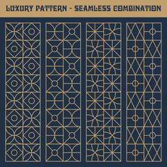 Geometric luxury seamless pattern combination abstract vector set. Elegant luxury texture for wallpapers, royal backgrounds and page fill.