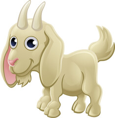 Naklejka premium Cartoon Cute Goat Farm Animal