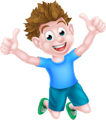 Happy Cartoon Boy Jumping