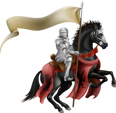 Knight on horse with flag