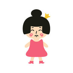 Cute little princess flat isolated vector illustration. Perfect for posters, greeting cards, tee, logo, stickers and print.
