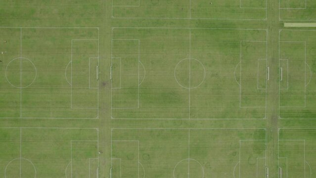 Aerial View of the Empty Football Pitches at Hackney Marshes in London