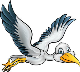 Cartoon Stork Bird