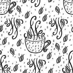 Cup of coffee beans word Seamless pattern