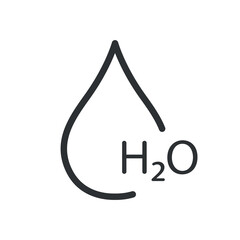 Water Drop H2O Line Icon. Chemical Formula. Aqua symbol. Vector illustration