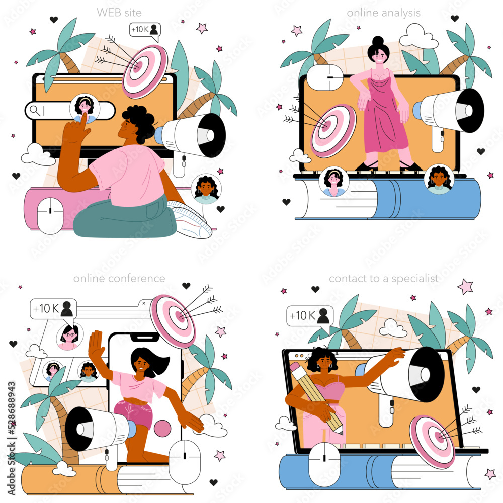 Canvas Prints seo specialist online service or platform set. idea of search engine