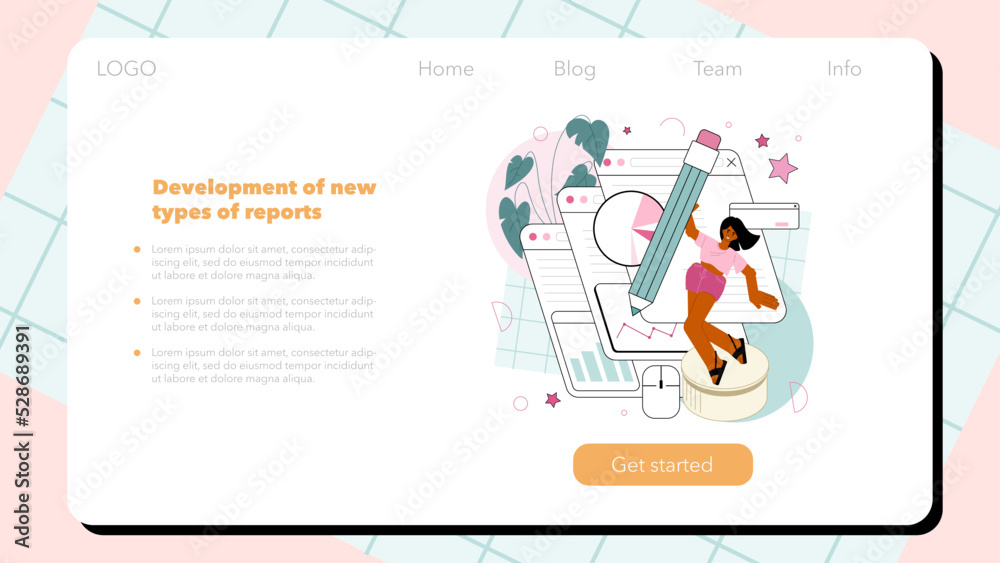 Wall mural website analyst web banner or landing page. web page analysis