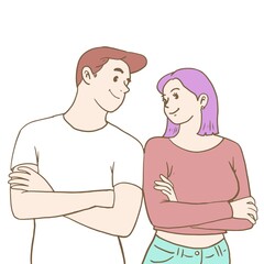 cartoon young couple love day understanding