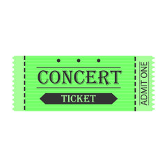 Green and black retro concert ticket template icon isolated on white background. Vector illustration EPS10