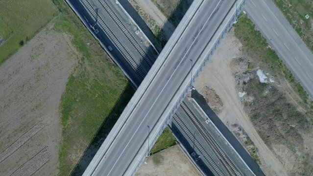 Construction Of A Road Overpass Above The Railway