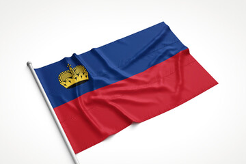 Liechtenstein Flag is Laying on a White Surface