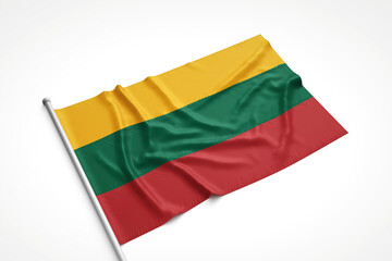 Lithuania Flag is Laying on a White Surface