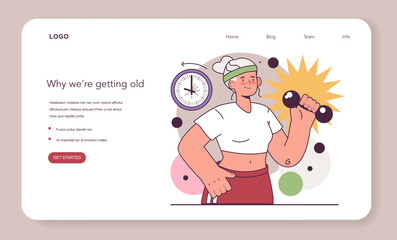 Senior woman doing fitness exercise with sport equipment. Old lady