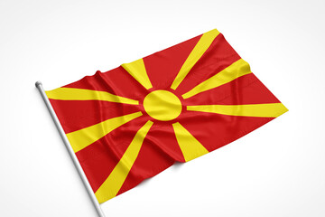 Macedonia Flag is Laying on a White Surface