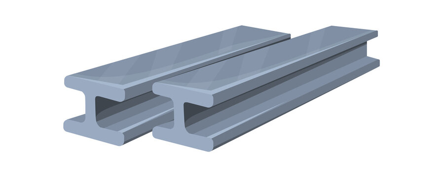 Metal construction beams. Steel structure girders, building materials, iron structural profile for building, cartoon flat vector icon illustration