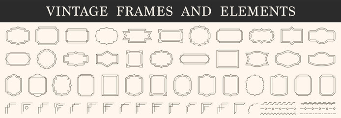 Vintage Frame, Border set. Old frames. Vintage elements. Vector illustration