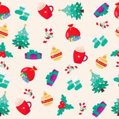Seamless Christmas pattern. Vector illustration