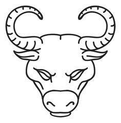Bull head icon. Taurus symbol. Bullfight logo