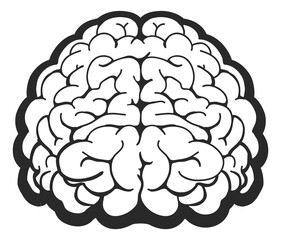 Human brain. Hand drawn mind organ. Smart symbol. Intellect sign