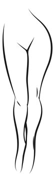 Naked woman legs icon. Curve line silhouette logo