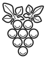 Grapes icon. Berries banch with leaves. Wine symbol