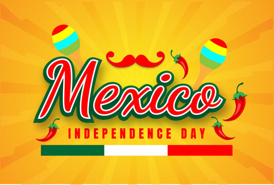 Mexican independence day poster design with chili ornament