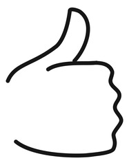 Thumbs up icon. Approval hand gesture in black line style