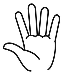 Obraz premium Greetiing hand gesture. Friendly open palm icon