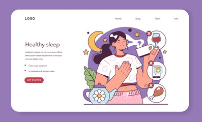 Healthy sleep tips web banner or landing page. Insomnia treatment,