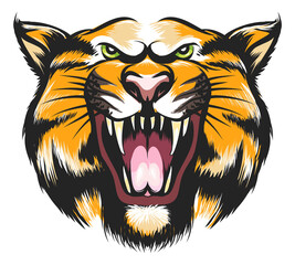 Tiger head. Roaring wild cat. Powerful logo
