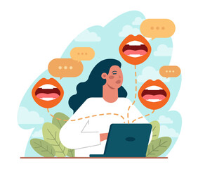 Advice concept. Character or employee giving or taking a piece of advice