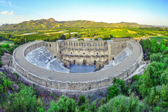People are visiting The Theatre of Aspendos Ancient City in Antalya