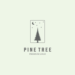 pine forest logo icon badge moon vintage minimalist design
