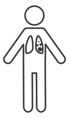 Person with lung pollution. Respiratory infection icon