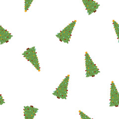 Christmas tree on white background seamless pattern