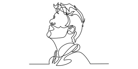 Continuous line person hair style stylish men