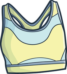 Modern yellow blue sport bra cartoon illustration