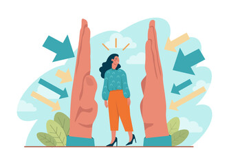 Support concept. Character help each other in solving problems.