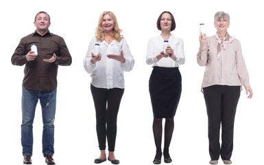 Obraz premium group of people taking a pill isolated