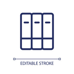 Organize bookshelf pixel perfect linear ui icon. Book collection. Grouping books together. GUI, UX design. Outline isolated user interface element for app and web. Editable stroke. Arial font used