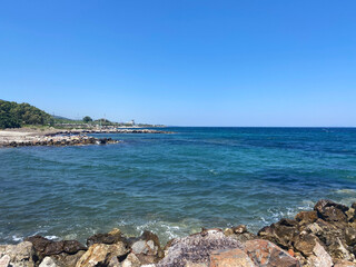 Sea on the island of Lesbos in the summer in good weather