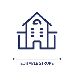 School building pixel perfect linear ui icon. Educational facility. Preschool and university. GUI, UX design. Outline isolated user interface element for app and web. Editable stroke. Arial font used